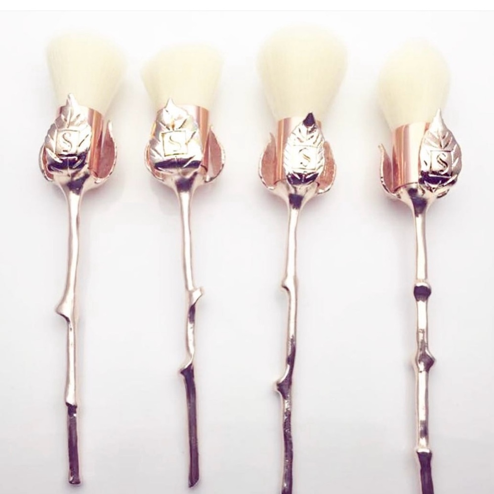 Storybook Cosmetics Limited Edition Rose Gold Rose Makeup Brushes 4 brushes